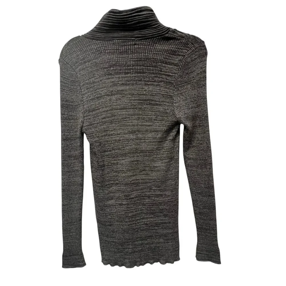 Leif Nelson Cable Knit Sweater Shawl Collar Funnel Neck Gray Techwear Streetwear